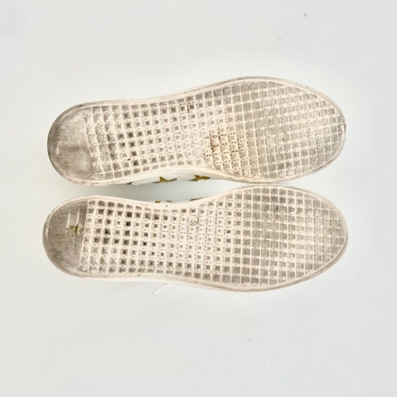 Leather Athletic Shoes - Made in Italy - white and yellow stars - Size 40 - Picture 2 of 4